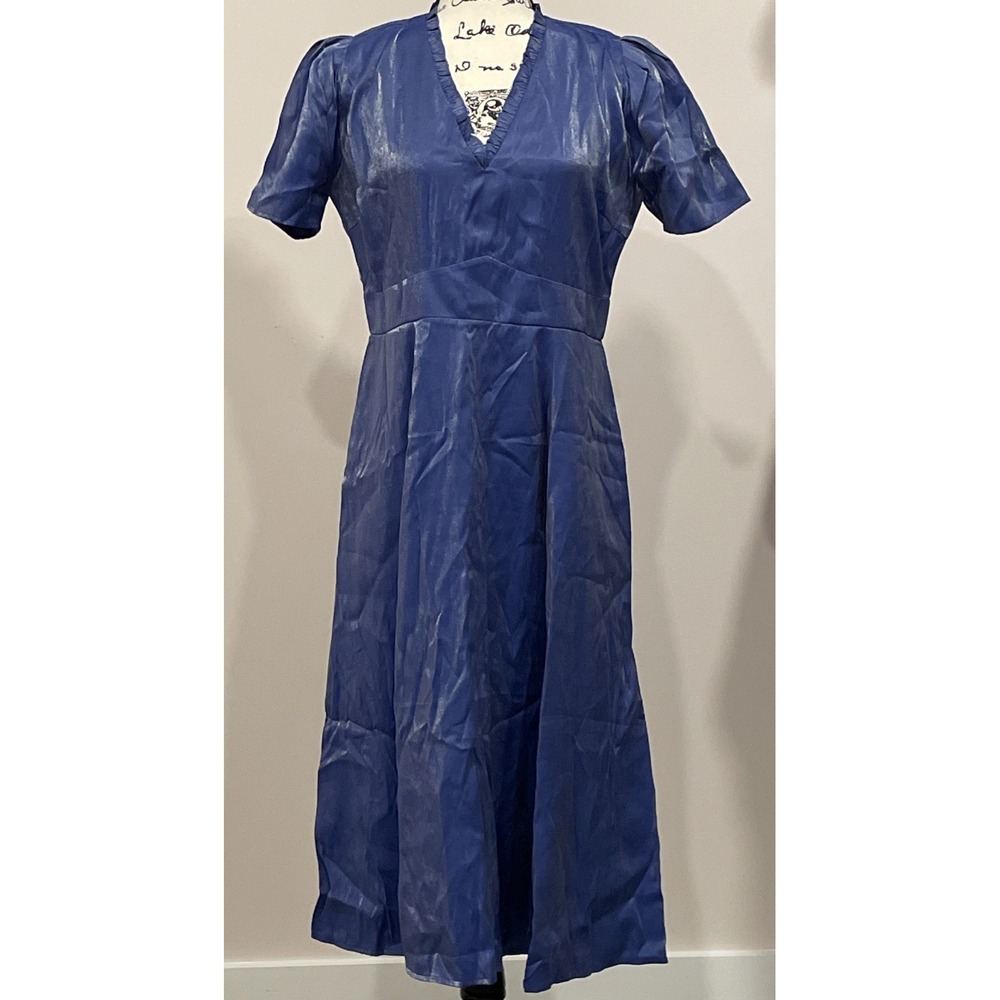 NEW Vintage Inspired Cobalt Blue Short Sleeve Dress Size M Caroline Vazzana